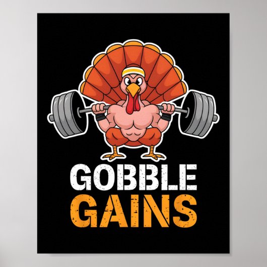 感謝祭おもしろいトルコGobble Goble Gymトレーニング ポスター (正面)