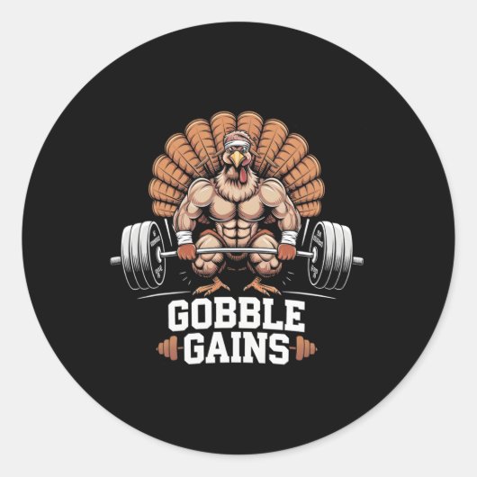 感謝祭おもしろいトルコGobble Goble Gymトレーニング ラウンドシール (正面)