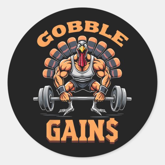 感謝祭おもしろいトルコGobble Goble Gymトレーニング ラウンドシール (正面)