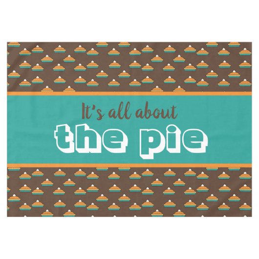 感謝祭おもしろいパンプキンパイ テーブルクロス (正面(横))