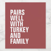 感謝祭おもしろいモダン ワインラベル (シングルラベル)