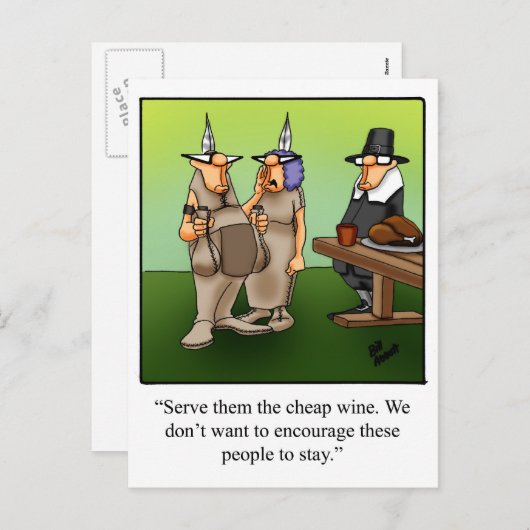 感謝祭おもしろいユーモアのはがき シーズンポストカード (正面/裏面)