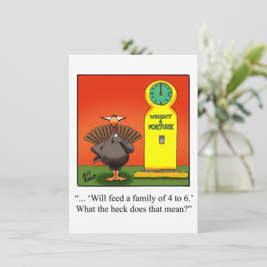 感謝祭おもしろいユーモアのディナー招待状 招待状 (スタンド正面)