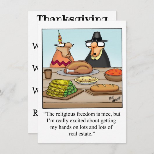 感謝祭おもしろいユーモアのディナー招待状 招待状 (正面/裏面)