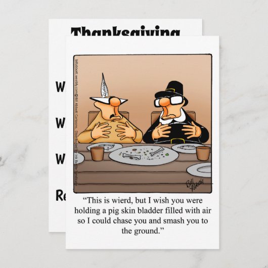 感謝祭おもしろいユーモアのディナー招待状 招待状 (正面/裏面)
