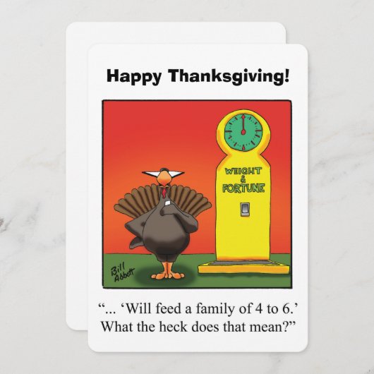 感謝祭おもしろいユーモアグリーティングカード シーズンカード (正面/裏面)