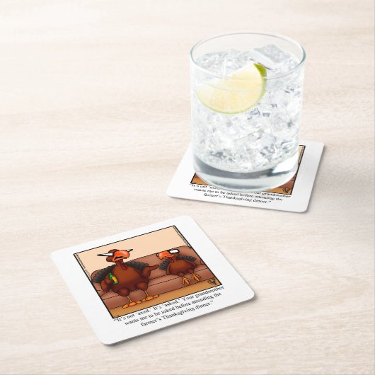 感謝祭おもしろいユーモアパーティーコースター スクエアペーパーコースター (インサイチュ)