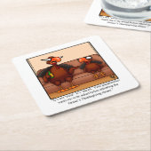 感謝祭おもしろいユーモアパーティーコースター スクエアペーパーコースター (アングル)