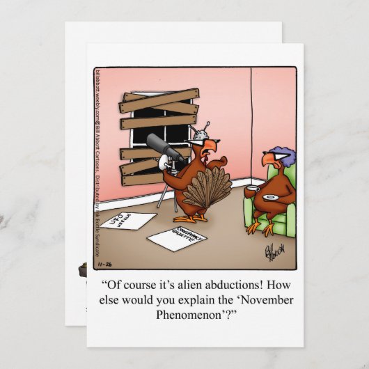 感謝祭おもしろいユーモアホリデーカード シーズンカード (正面/裏面)