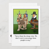 感謝祭おもしろいユーモアホリデーカード シーズンカード (正面/裏面)