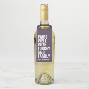 感謝祭おもしろいワイン ボトルネックタグ