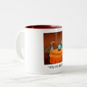感謝祭おもしろい七面鳥の占い漫画のギフト！ ツートーンマグカップ (正面左)