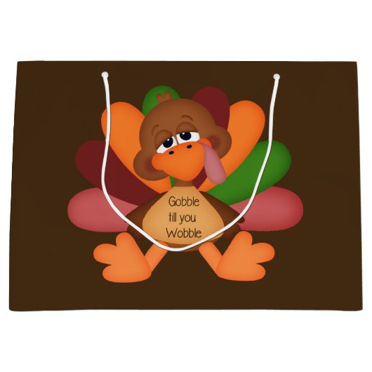 感謝祭おもしろい七面鳥の大抱き枕 ラージペーパーバッグ (正面)