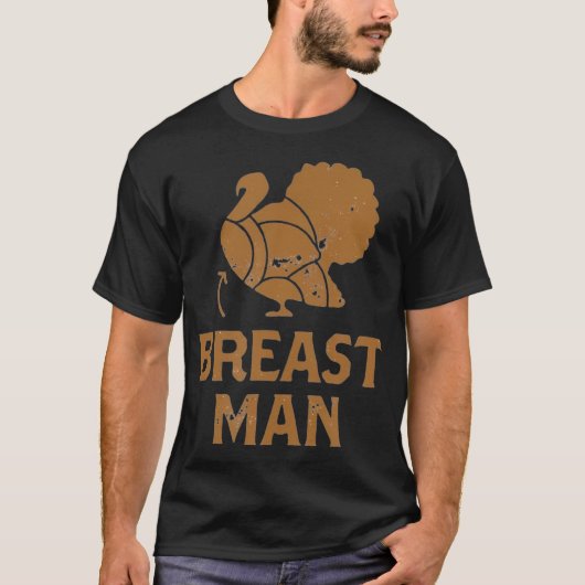 感謝祭おもしろい七面鳥の胸の男 Tシャツ (正面)