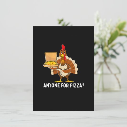 感謝祭おもしろい七面鳥ピザメンキッズボーイズギフト 招待状 (スタンド正面)