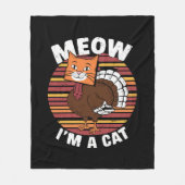 感謝祭おもしろい七面鳥フェイクキャットレトロ フリースブランケット (正面)