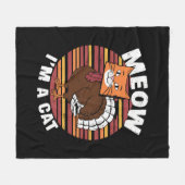 感謝祭おもしろい七面鳥フェイクキャットレトロ フリースブランケット (正面(横))