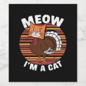 感謝祭おもしろい七面鳥フェイクキャットレトロ ワインラベル (シングルラベル)