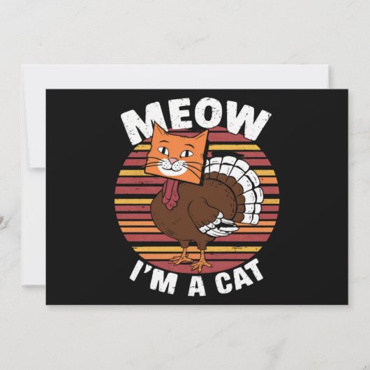 感謝祭おもしろい七面鳥フェイクキャットレトロ 招待状 (正面)