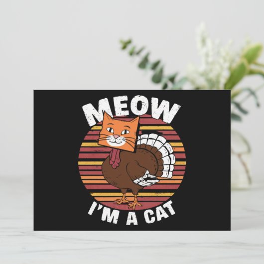 感謝祭おもしろい七面鳥フェイクキャットレトロ 招待状 (スタンド正面)