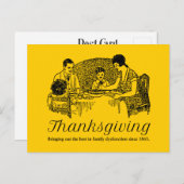 感謝祭おもしろい家族ディナー シーズンポストカード (正面/裏面)