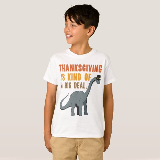 感謝祭おもしろい恐竜引用文ことわざキッズ Tシャツ (正面フル)