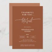 感謝祭おもしろい招待状フレンドサイジングディナー 招待状 (正面/裏面)