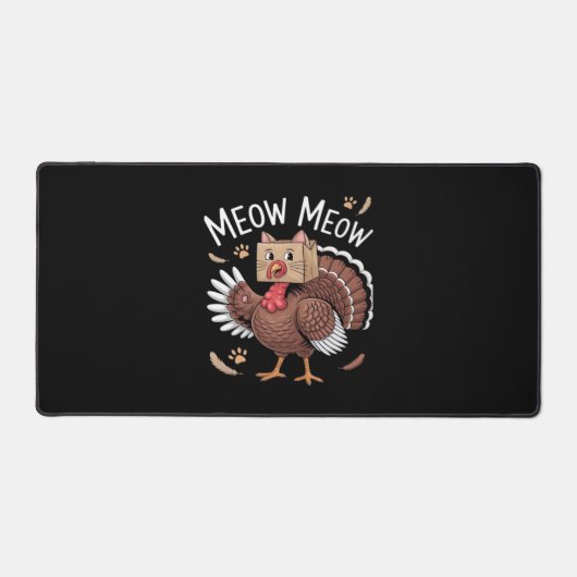 感謝祭おもしろい猫フェイク猫ニャー感謝祭 デスクマット (正面)