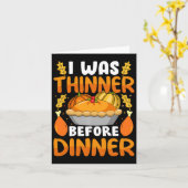 感謝祭おもしろい私は夕食の前に薄かった カード (黄色い花)