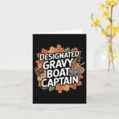 感謝祭おもしろい食 – グレービーボートキャプテン カード (黄色い花)