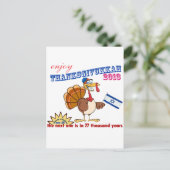 感謝祭およびハヌカー。  Thanksgivukkah シーズンポストカード (スタンド正面)