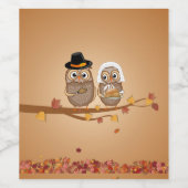 感謝祭お洒落フクロウ ワインラベル (シングルラベル)