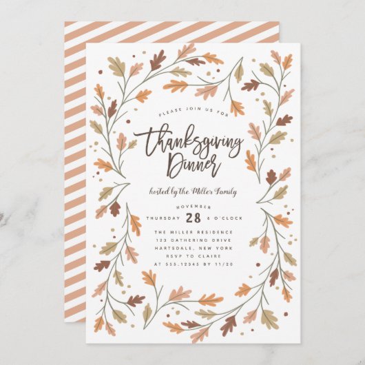 感謝祭お洒落モダンディナーパーティー 招待状 (正面/裏面)