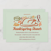 感謝祭お洒落友達ディナーカスタム 招待状 (正面/裏面)