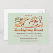 感謝祭お洒落友達ディナーパーティー ポストカード (正面/裏面)