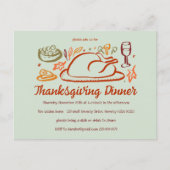 感謝祭お洒落友達ディナーパーティー ポストカード (正面)
