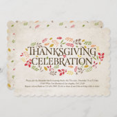 感謝祭お祝いリーフ招待状 招待状 (正面/裏面)
