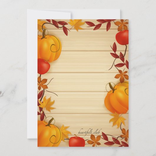 感謝祭お祝い招待状 招待状 (裏面)