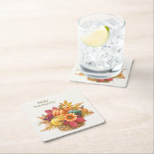 感謝祭かぼちゃかご紙コースター スクエアペーパーコースター (インサイチュ)