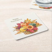 感謝祭かぼちゃかご紙コースター スクエアペーパーコースター (アングル)