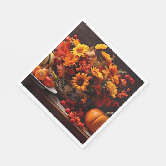 感謝祭かぼちゃとひまわり スタンダードランチョンナプキン (角)