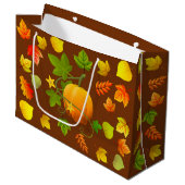 感謝祭かぼちゃと紅葉オンブラウン ラージペーパーバッグ (正面アングル)