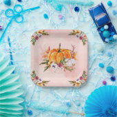 感謝祭かぼちゃと花紙プレート ペーパープレート (パーティー)