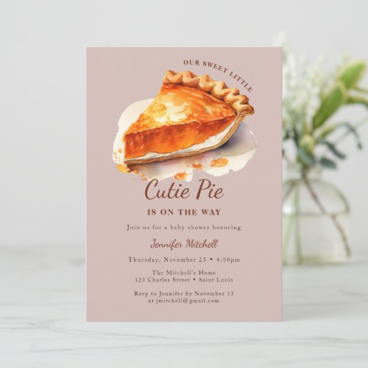 感謝祭かぼちゃのかわいこちゃんパイ赤ちゃんシャワー 招待状 (スタンド正面)