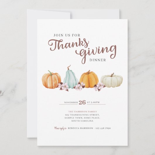 感謝祭かぼちゃのフローラディナー 招待状 (正面)