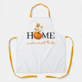 感謝祭かぼちゃの家が我々の与えこそ感謝していの場 エプロン (正面)