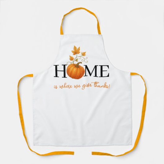 感謝祭かぼちゃの家が我々の与えこそ感謝していの場 エプロン (正面)