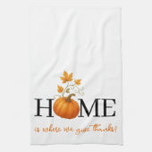 感謝祭かぼちゃの家が我々の与えこそ感謝していの場 キッチンタオル (縦)