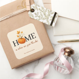 感謝祭かぼちゃの家が我々の与えこそ感謝していの場 スクエアシール