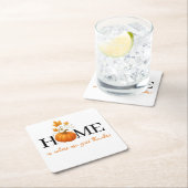 感謝祭かぼちゃの家が我々の与えこそ感謝していの場 スクエアペーパーコースター (インサイチュ)